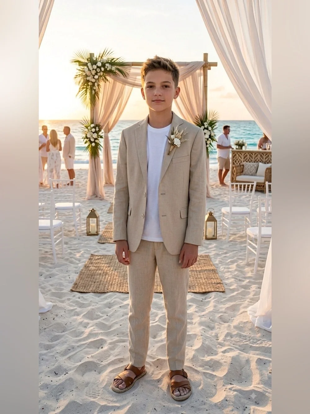 Boys kids 12R linen blazer only Lauren by Ralph Lauren sailboat lining beige